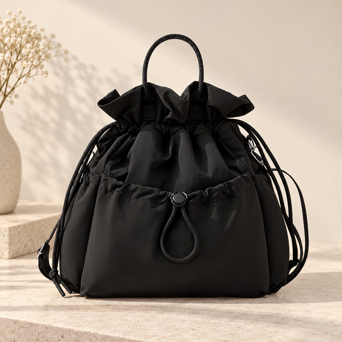 Sac repas isotherme noir MYLEVI sur fond ivoire